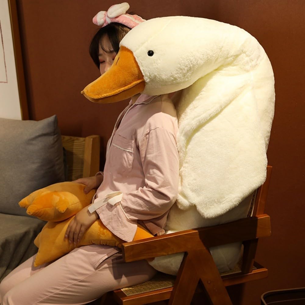 Peluche de ganso gigante, almohada de felpa de ganso suave de 74.8 pulgadas, lindo juguete de peluche de cisne de peluche de cisne para dormir,