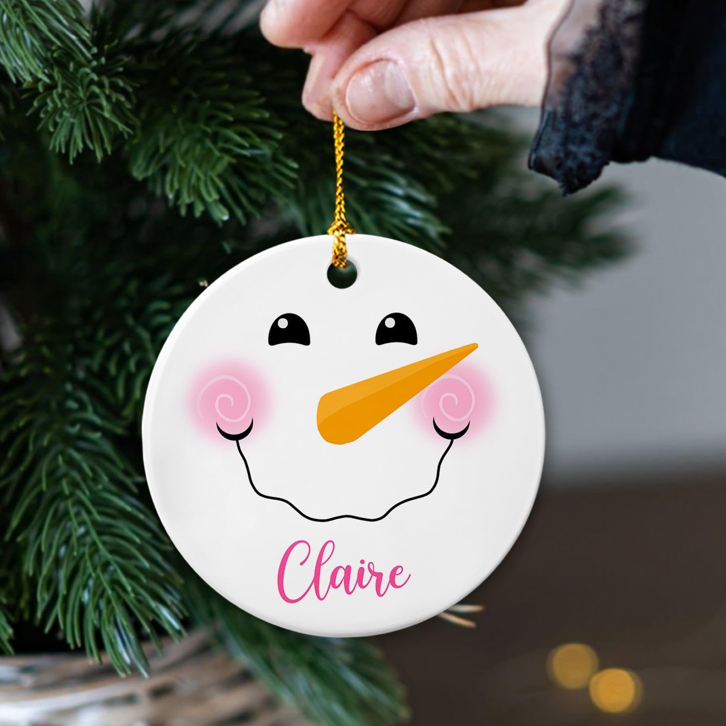 Adorno de Navidad con cara de muñeco de nieve, linda cara de muñeco de nieve, árbol de Navidad, regalo de recuerdo para bebé, niño y niña, adorno de