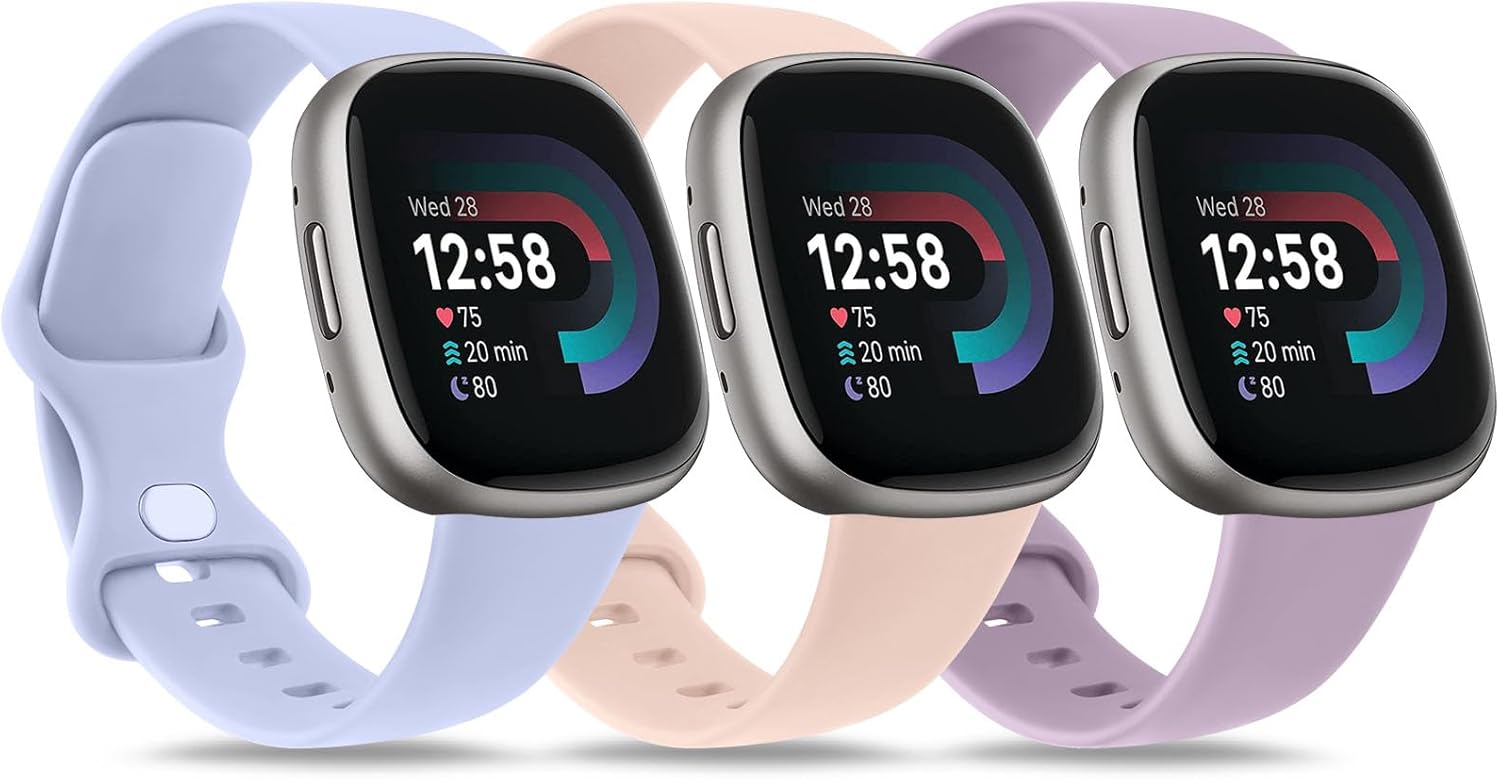 Vancle Bandas de silicona compatibles con Fitbit Versa 4, Fitbit Versa 3, Fitbit Sense 2, bandas Fitbit Sense 2 para mujeres y hombres, correas
