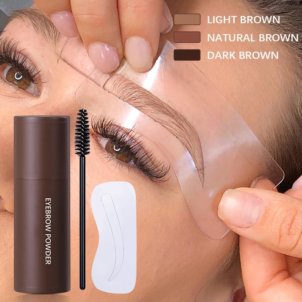 Kit de sellos en polvo para cejas, kit profesional de plantillas para cejas, impermeable, todo en 1, kit de sello y modelado para cejas para mujeres