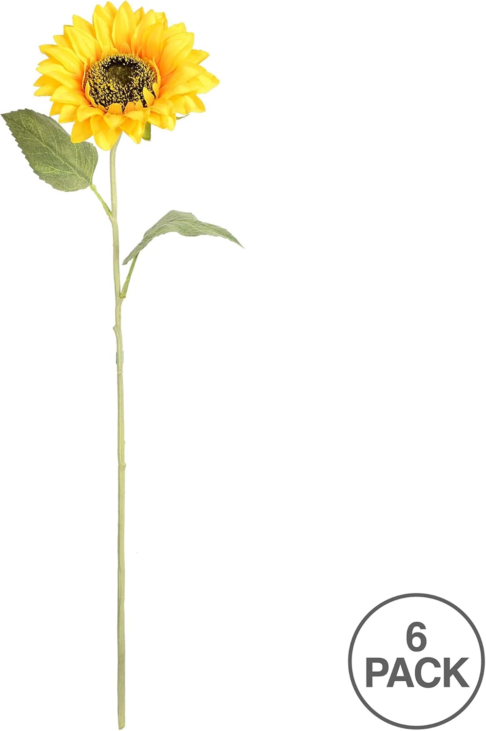 Vickerman Tallo de girasol amarillo artificial de 23 pulgadas, 6 por bolsa