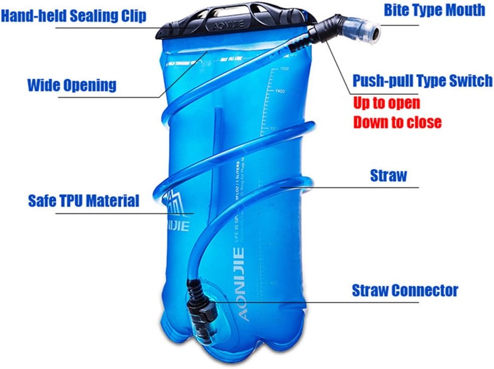 AONIJIE Bolsa de agua plegable para hidratación, bolsa de agua a prueba de fugas, depósito de agua para senderismo al aire libre, mochilero, correr,