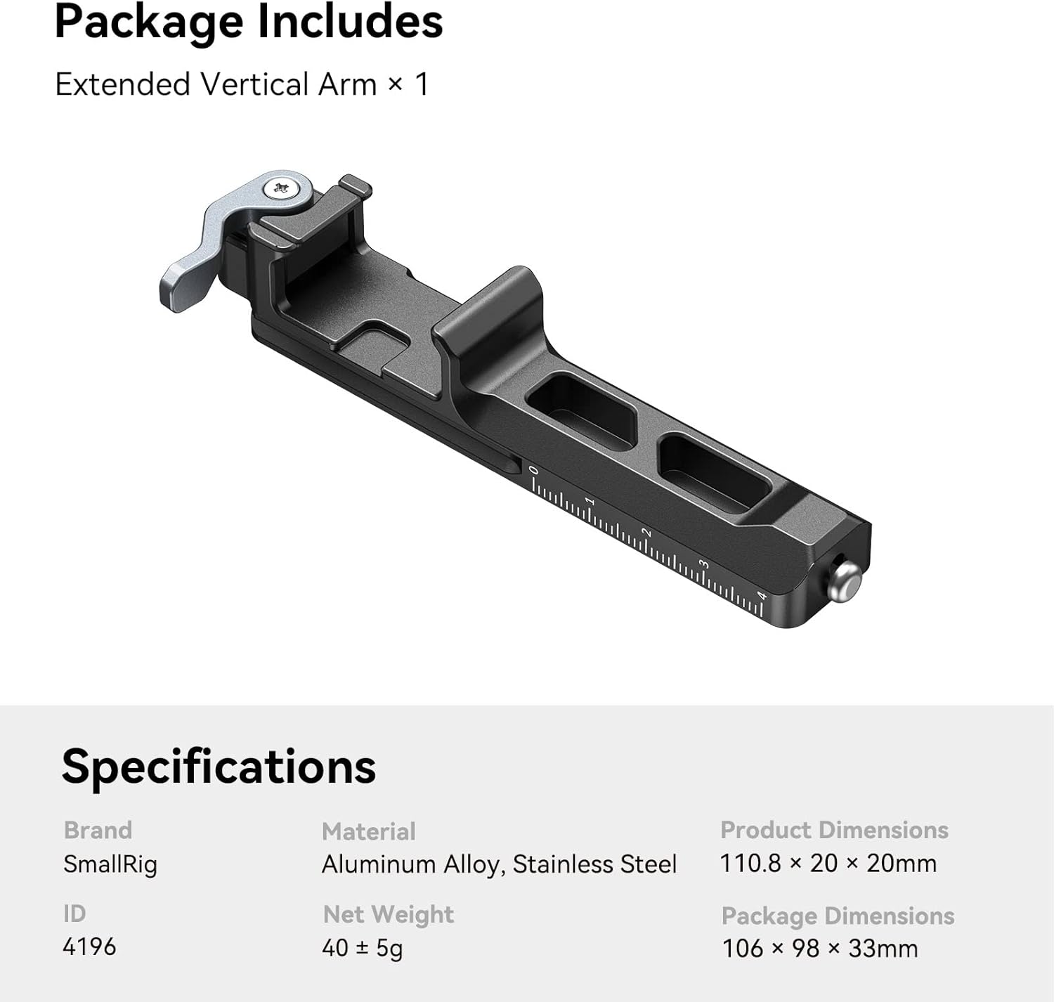 SmallRig Brazo vertical extendido para DJI RS 3 Mini, placa de montaje de extensión para DJI RS 3 Mini – 4196