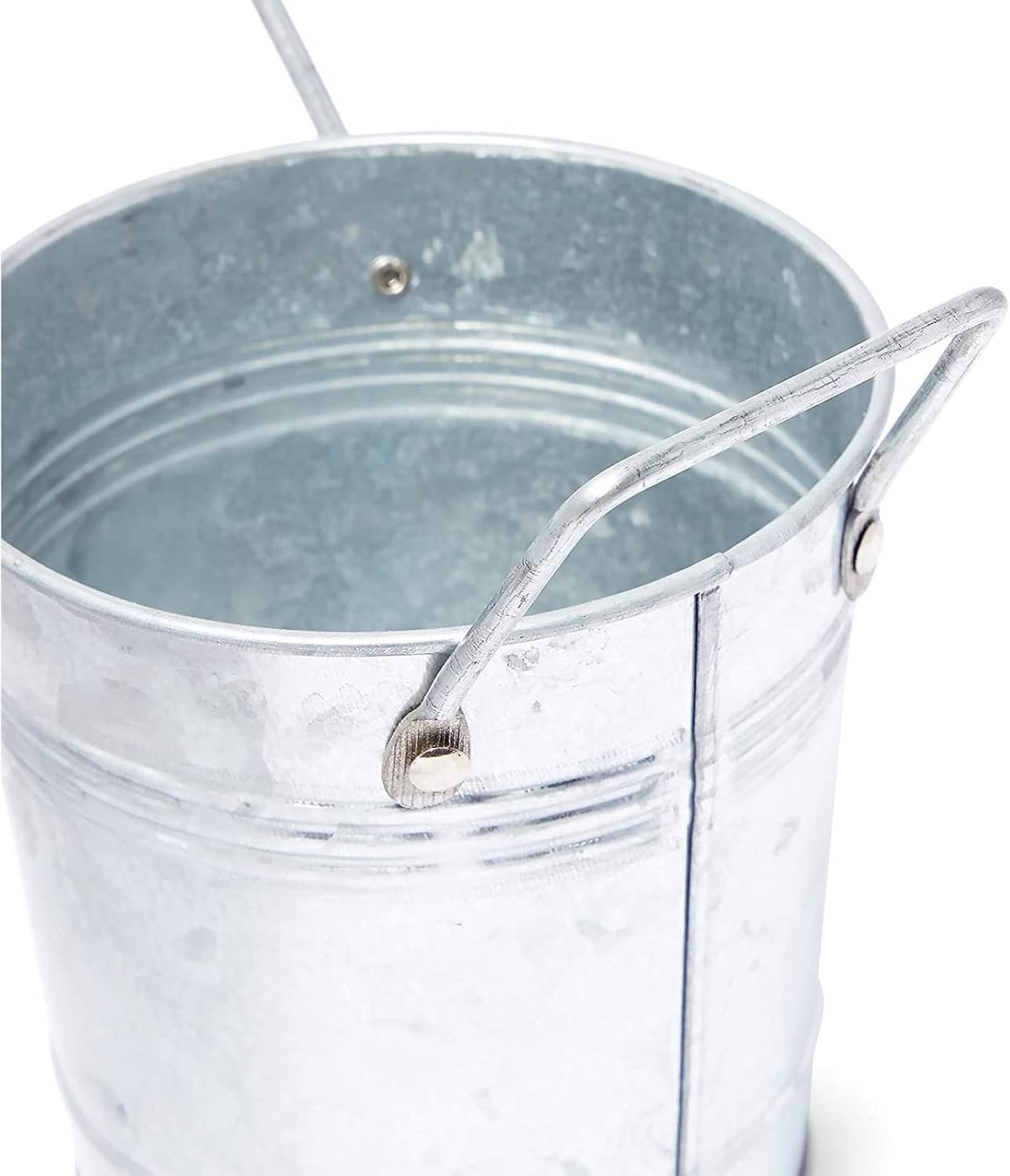 Farmlyn Creek Paquete de 4 mini cubos galvanizados con asas, maceta de decoración del hogar de granja (5.4 pulgadas)