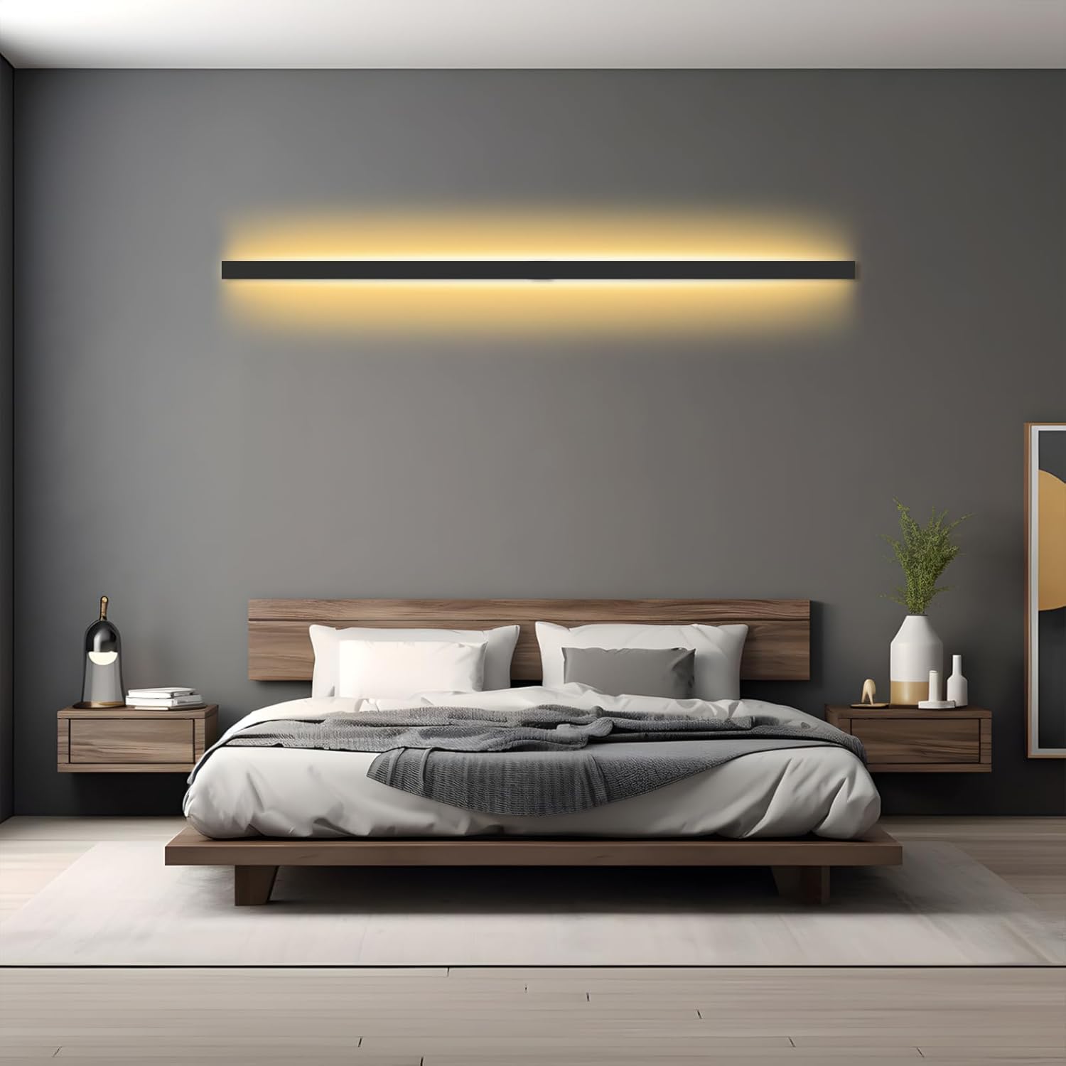 Lámpara LED moderna de pared para exteriores, aplique de pared LED impermeable, lámpara de pared rectangular negra, elegante aluminio de aviación