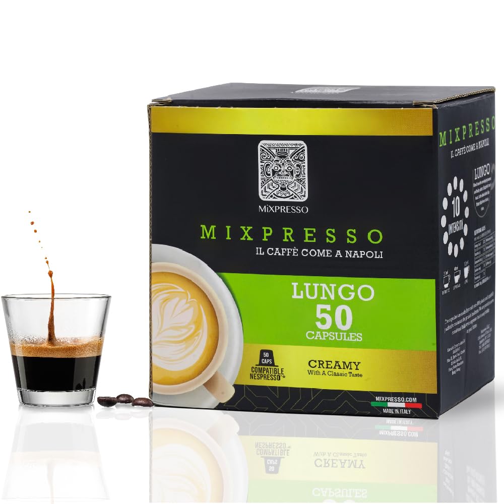 Mixpresso Cápsulas de café expreso compatibles con cafeteras Nespresso Original, cápsulas de café de una sola taza, café 100% italiano, café Lungo