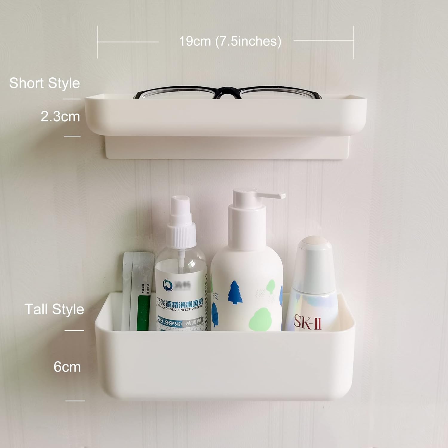 Estante flotante de plástico adhesivo para colgar en la pared, organizador de ducha para baño, cocina, mesita de noche, almacenamiento adicional