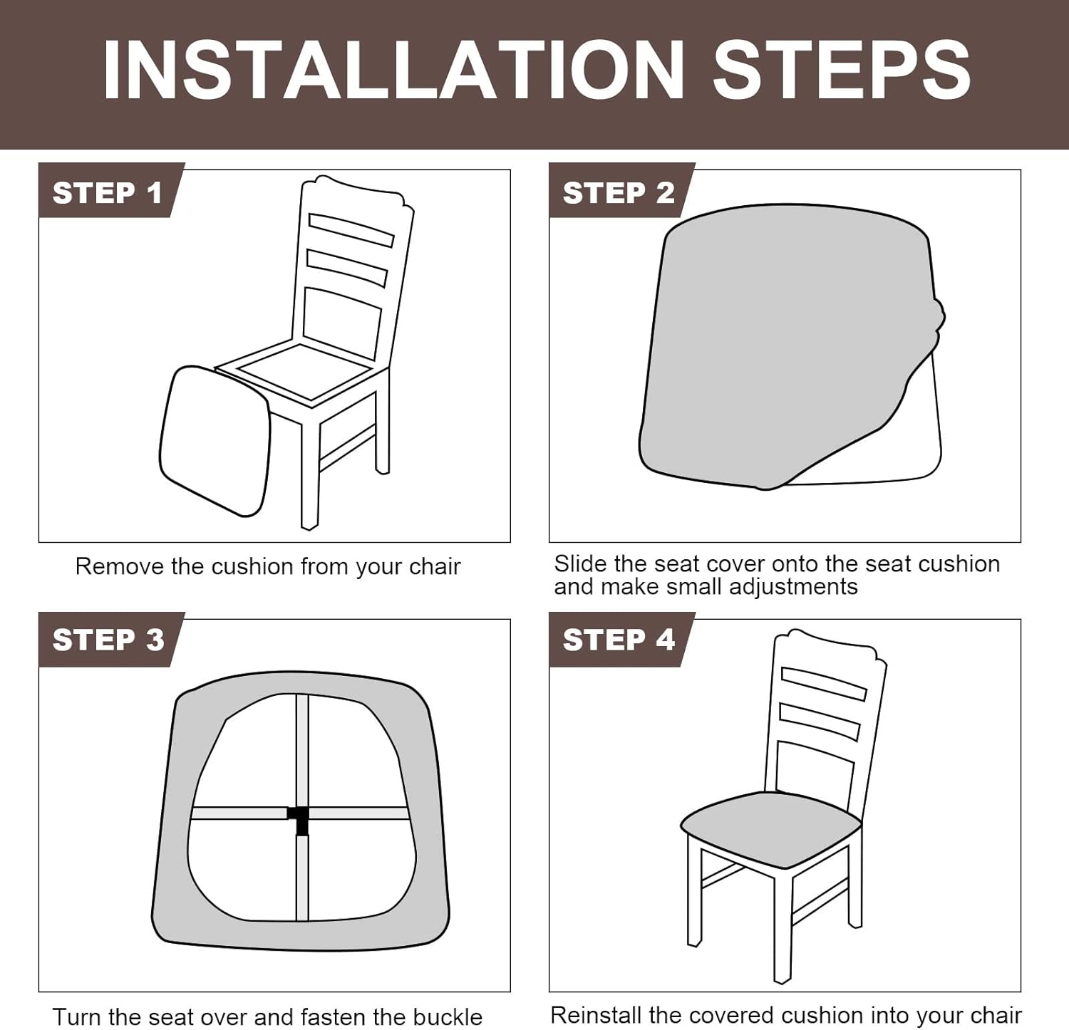 Genina Fundas impermeables de asiento para silla de comedor, fundas elásticas para sillas de comedor, fundas protectoras para sillas de cocina,