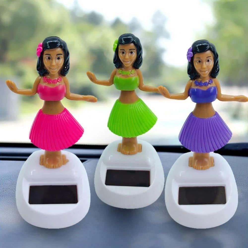 Decoración de tablero de instrumentos de niña bailarín con energía solar, figuras de colección de juguetes para decoración interior del hogar (verde)