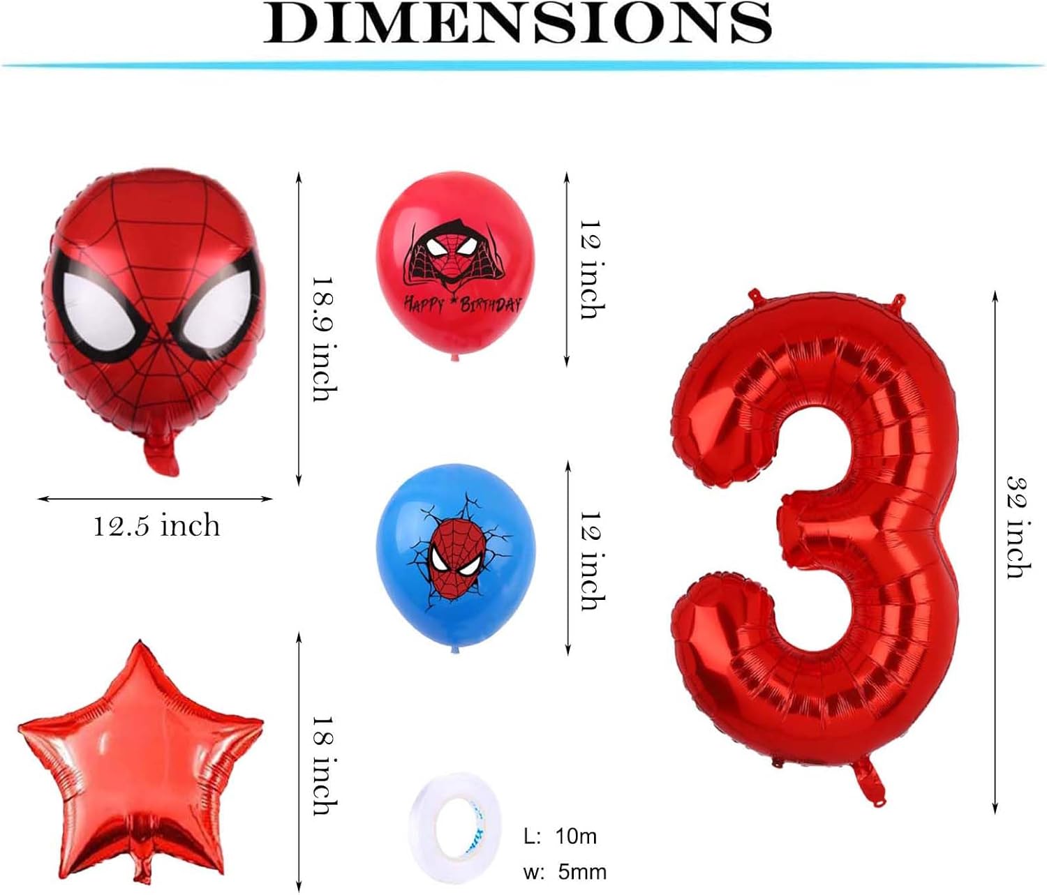 ZHIHUI Decoraciones de cumpleaños de Spiderman de superhéroe, globos de 4 cumpleaños de Spiderman, globo de aluminio de superhéroe número 2 de 32