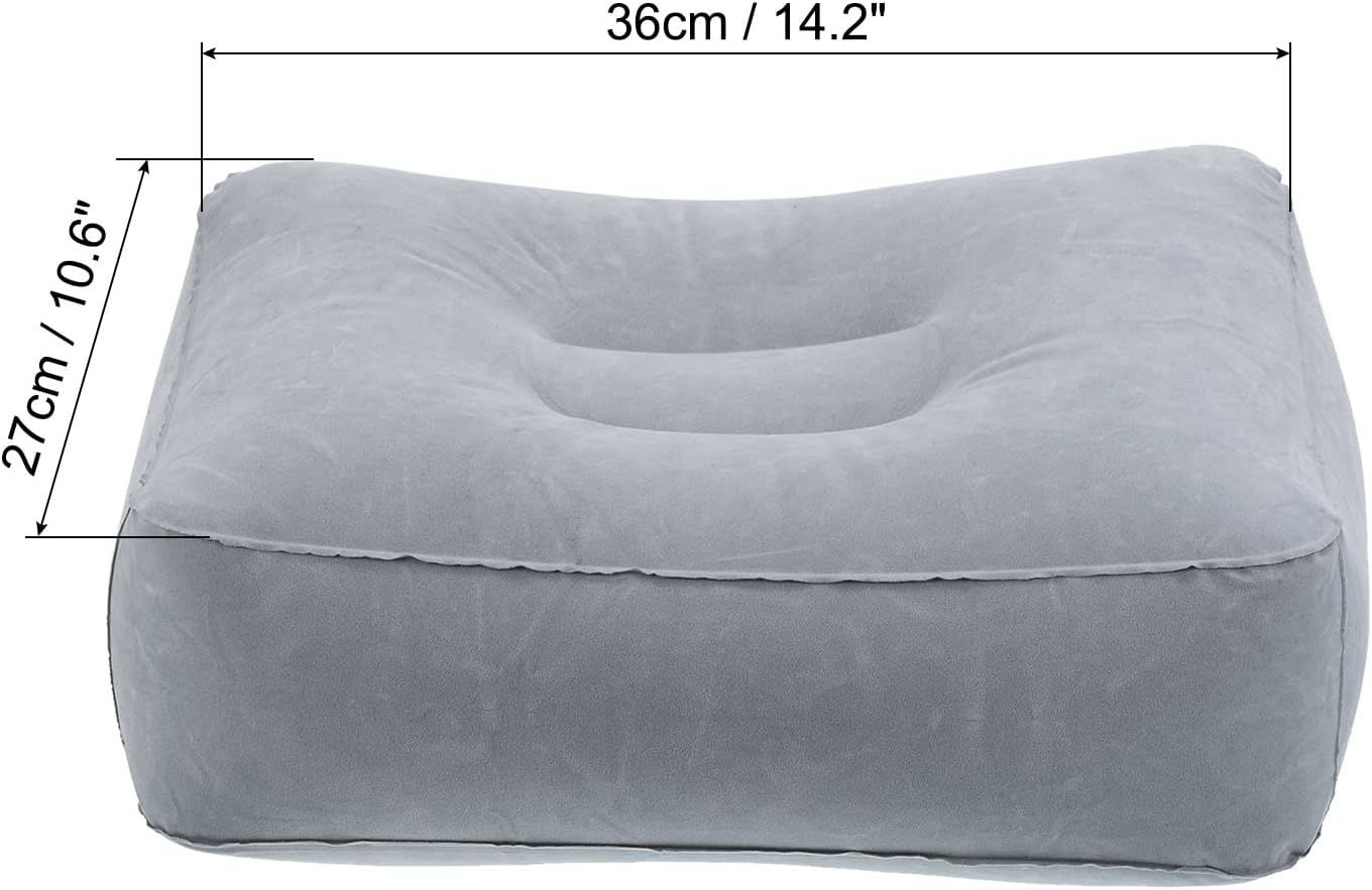 PATIKIL Almohada de descanso de pies de viaje, paquete de 2 cojines inflables para reposapiés para asiento de automóvil, reposapiés, almohada para