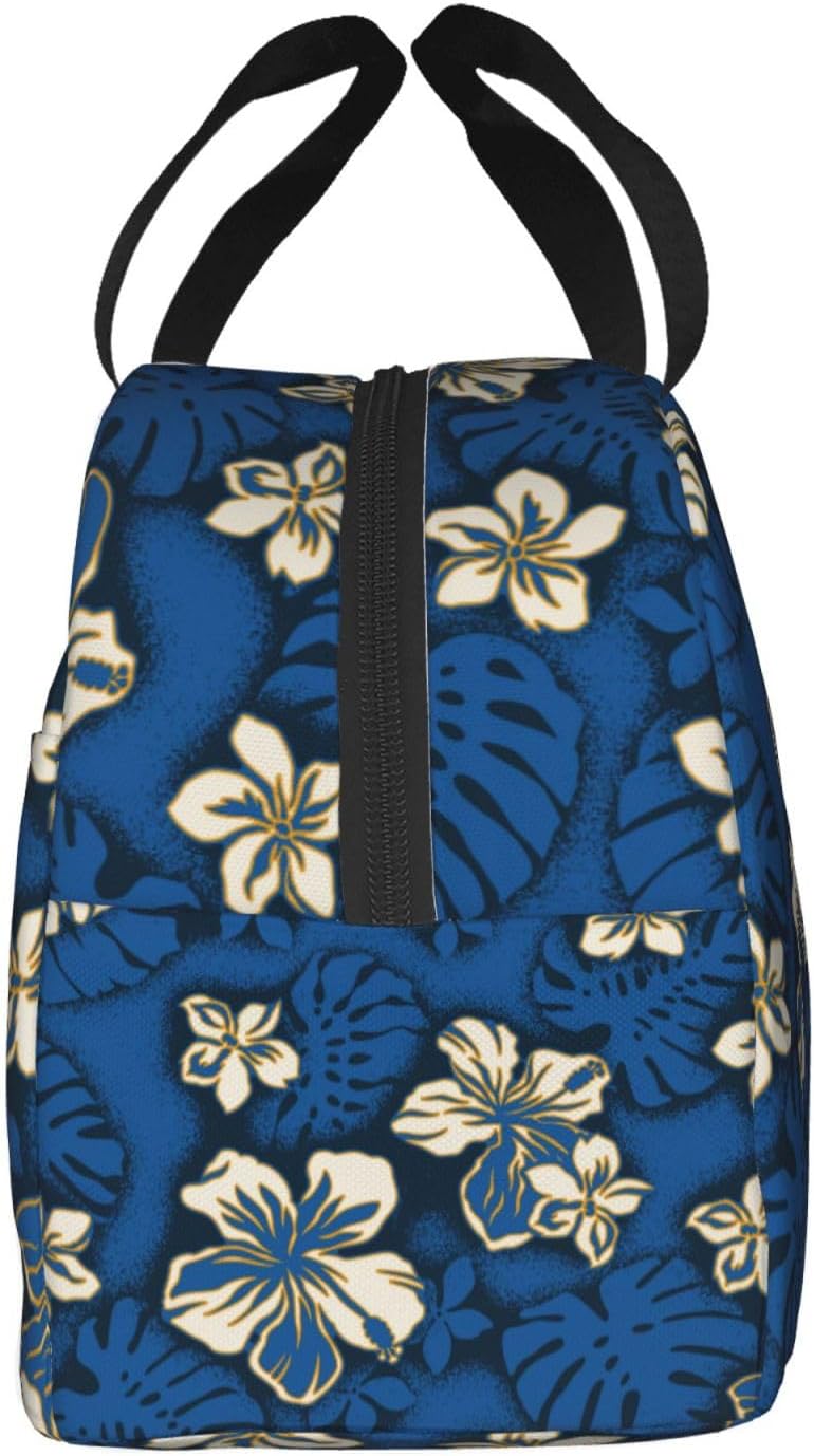 Bolsa de almuerzo de flores de hibisco para mujeres y hombres, lonchera aislada, reutilizable, organizador de almuerzo, impermeable, soporte para el