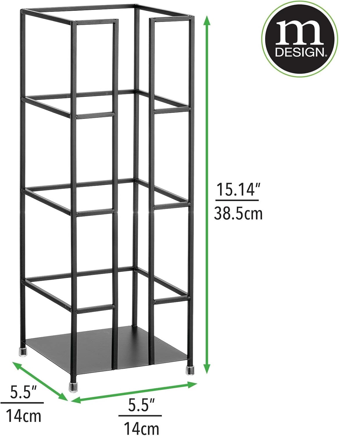 mDesign Soporte de torre de reserva de papel higiénico de metal, 3 rollos de papel higiénico jumbo para almacenamiento de rollos de papel higiénico