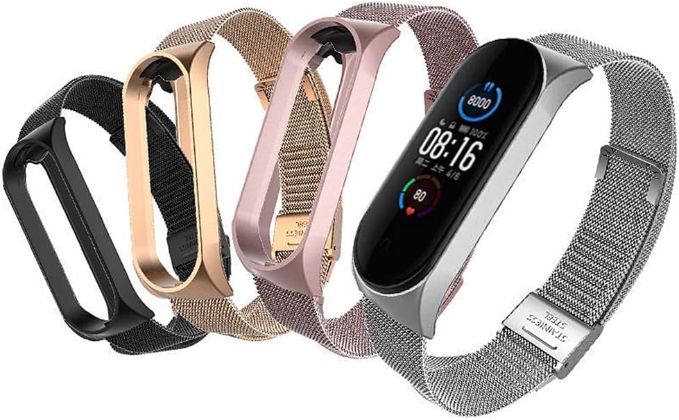 Pulsera de correa de metal para MiBand 5 Mi Band 4 Mi Band 3 Pulsera sin tornillos Mi Band Banda de muñeca Smart Band 5 4 Correa (color  4, tamaño