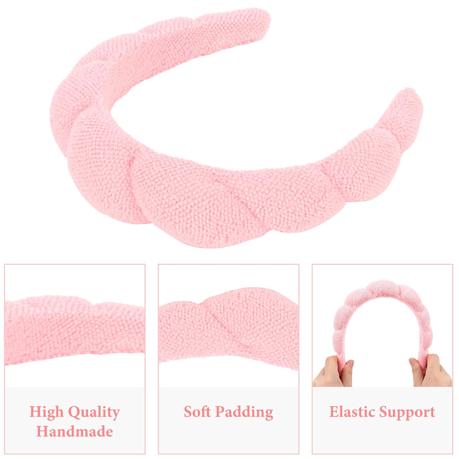BAHABY Diadema de spa para lavar la cara, cuidado de la piel, maquillaje, diadema de esponja, diadema de spa y muñequera, nubes suave banda para el