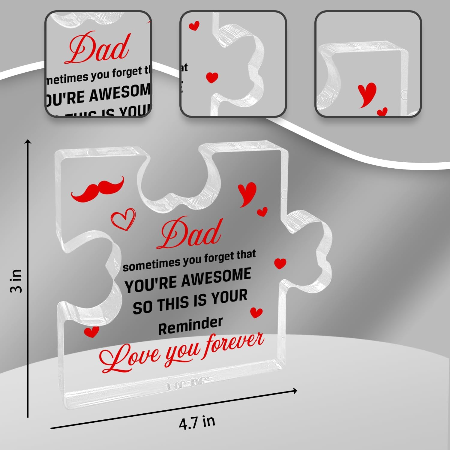 Regalos para padres, regalos para papá de hija e hijo, regalo para padre con mensaje inspirador, regalos para hombres, dulce regalo, placa acrílica
