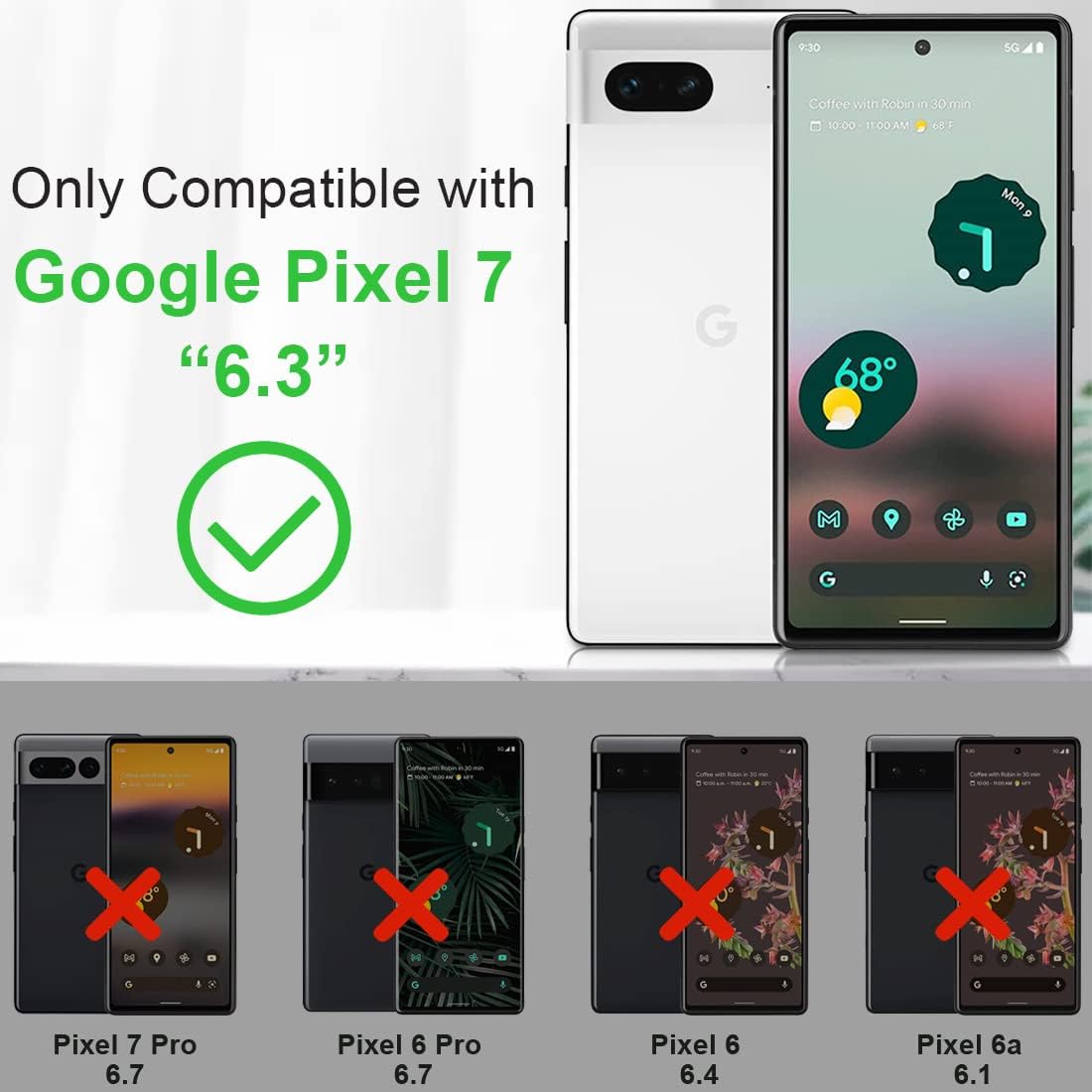 KEZiHOME Funda para Google Pixel 7, piel auténtica bloqueo RFID Funda tipo cartera con tarjetero y función atril con tapa protectora resistente para