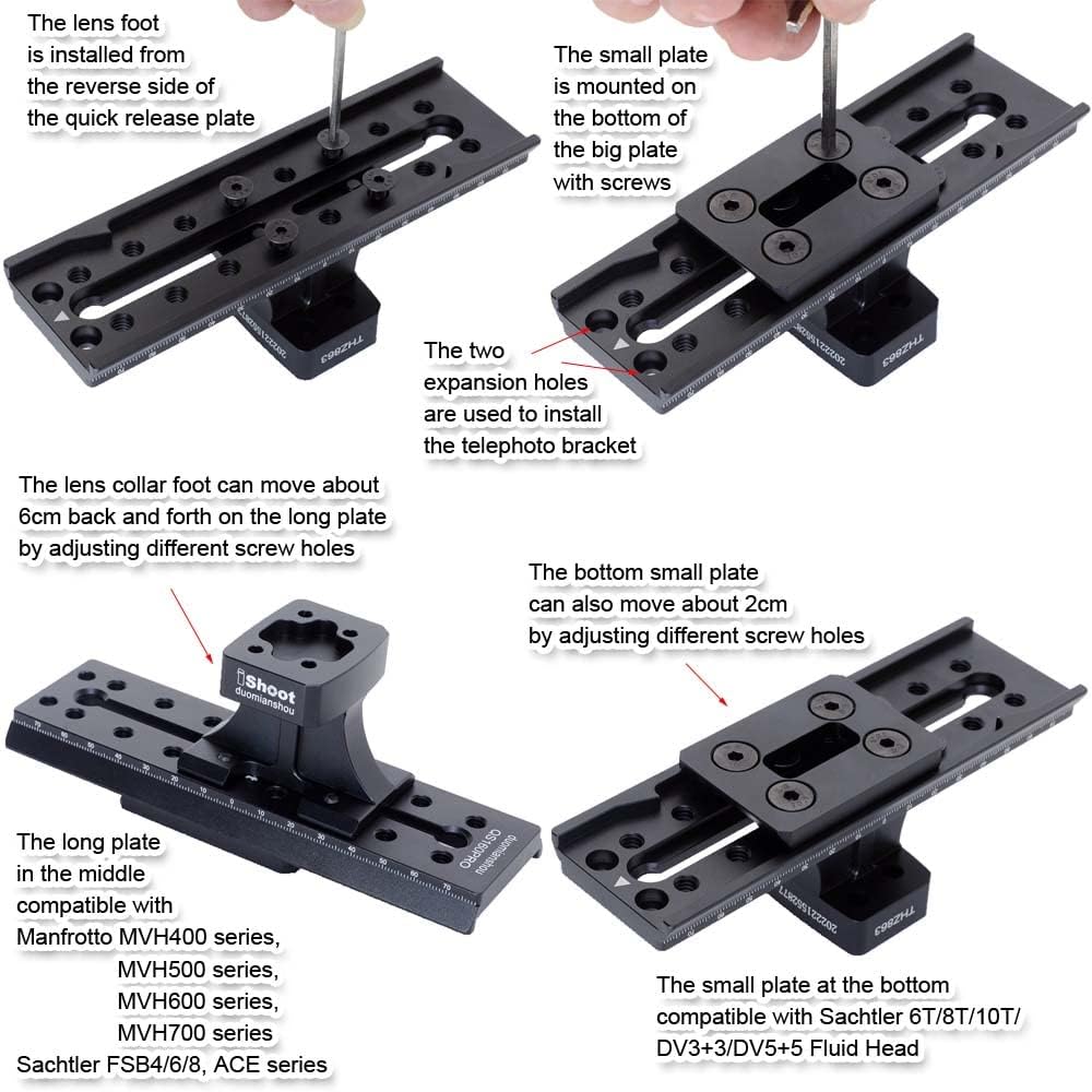 iShoot Soporte de pie para soporte de lente compatible con Nikon Z 15.748in f2.8 TC VR S, Z 23.622in f4 TC VR S, Z 31.496in f6.3 VR S, soporte de