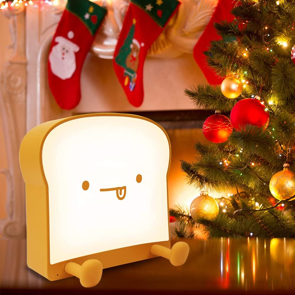 ipalmay Luces nocturnas de tostadas, lámpara de noche de pan regulable recargable por USB, lámpara de dormir de noche de apagado automático con