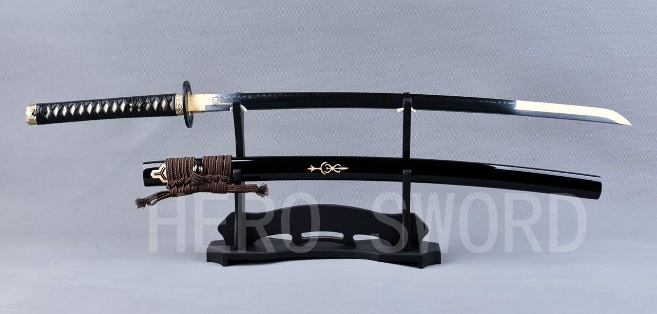 Kill Bill Katana Clay Templado T1095 Acero de Alto Carbono Samurai Japonés Espada Hoja Grabado Grabado Patrón León Maquinilla de afeitar Sharp