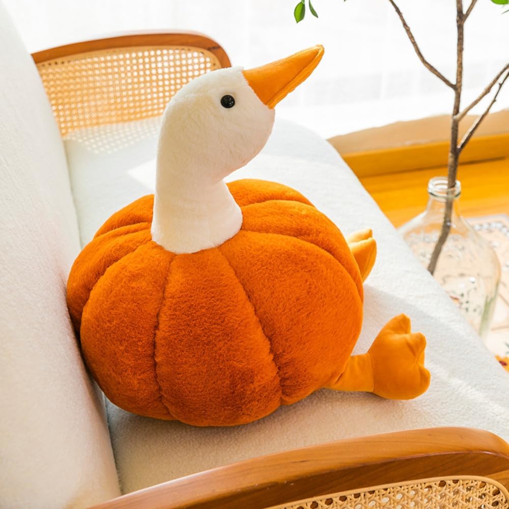 Juguete de peluche de pato de calabaza de 22 pulgadas, animal de peluche de ganso, cojín de peluche suave, perfecto para Halloween, Navidad, fiesta