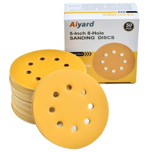 Discos de lija de 5 pulgadas, 8 agujeros, papel de lija de órbita aleatoria de grano 600, paquete de 50 Discos de lija de 5 pulgadas, 8 agujeros, papel de lija de órbita aleatoria de grano 600, paquete de 50