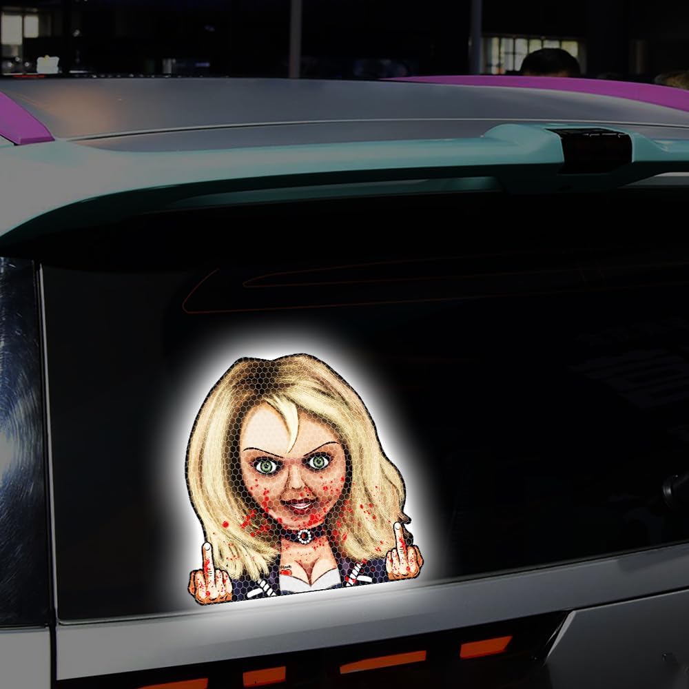 Adhesivo reflectante de Halloween con el dedo medio para automóviles, personajes de películas de terror 3D, vinilo para mirar al auto, para ventana,