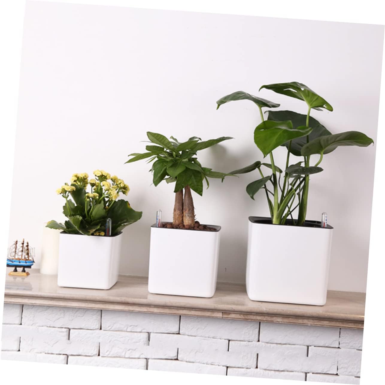 GANAZONO 4 unidades, 1 juego de macetas de riego automático, maceta hidropónica para plantas suculentas, macetas para plantas de interior, macetas