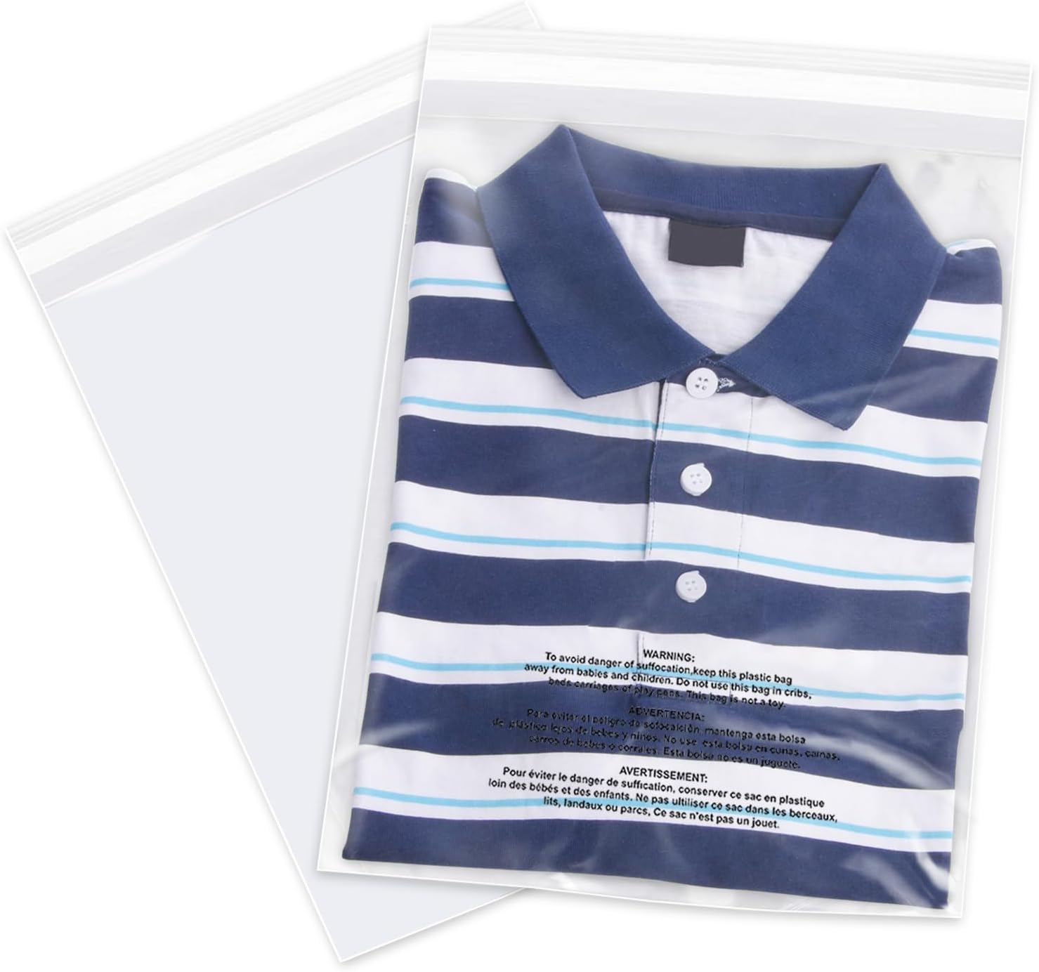 Bolsas de polietileno transparente autosellantes de 6 x 9 pulgadas (200 unidades) con advertencia de asfixia para embalaje, camisetas y Logística de