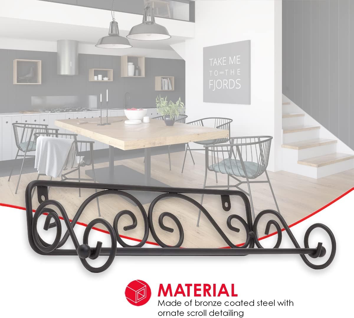 Home Basics Soporte para toallas de papel montado en la pared con diseño de desplazamiento  Gran ahorro de espacio  Colección de pergaminos  Acero