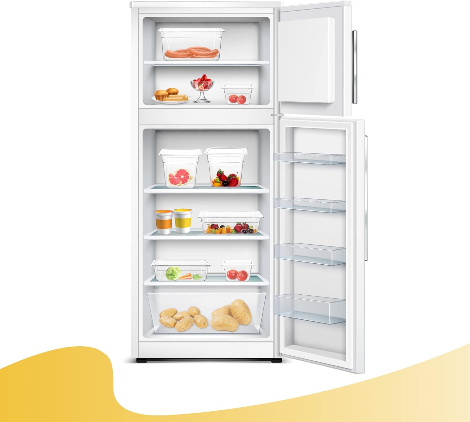 Paquete de 6 bandejas de comida NSF, 13 de tamaño de 4 pulgadas de profundidad de policarbonato transparente, recipientes de almacenamiento de