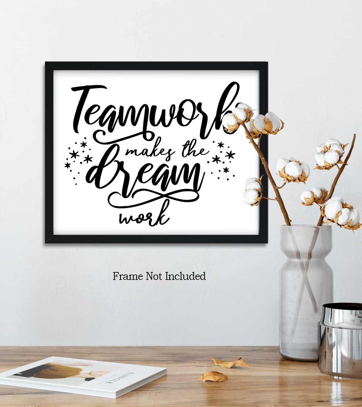 Govivo Teamwork Makes The Dream Work – Impresión artística de pared con cita motivacional, impresión de decoración de pared, póster o lienzo para