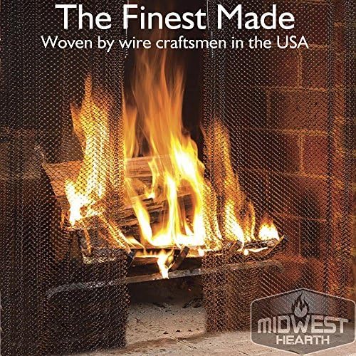 Cortina de malla para chimenea de Midwest Hearth. 2 paneles de 24 pulgadas de ancho. Incluye tiradores de malla. Hecho en Estados Unidos