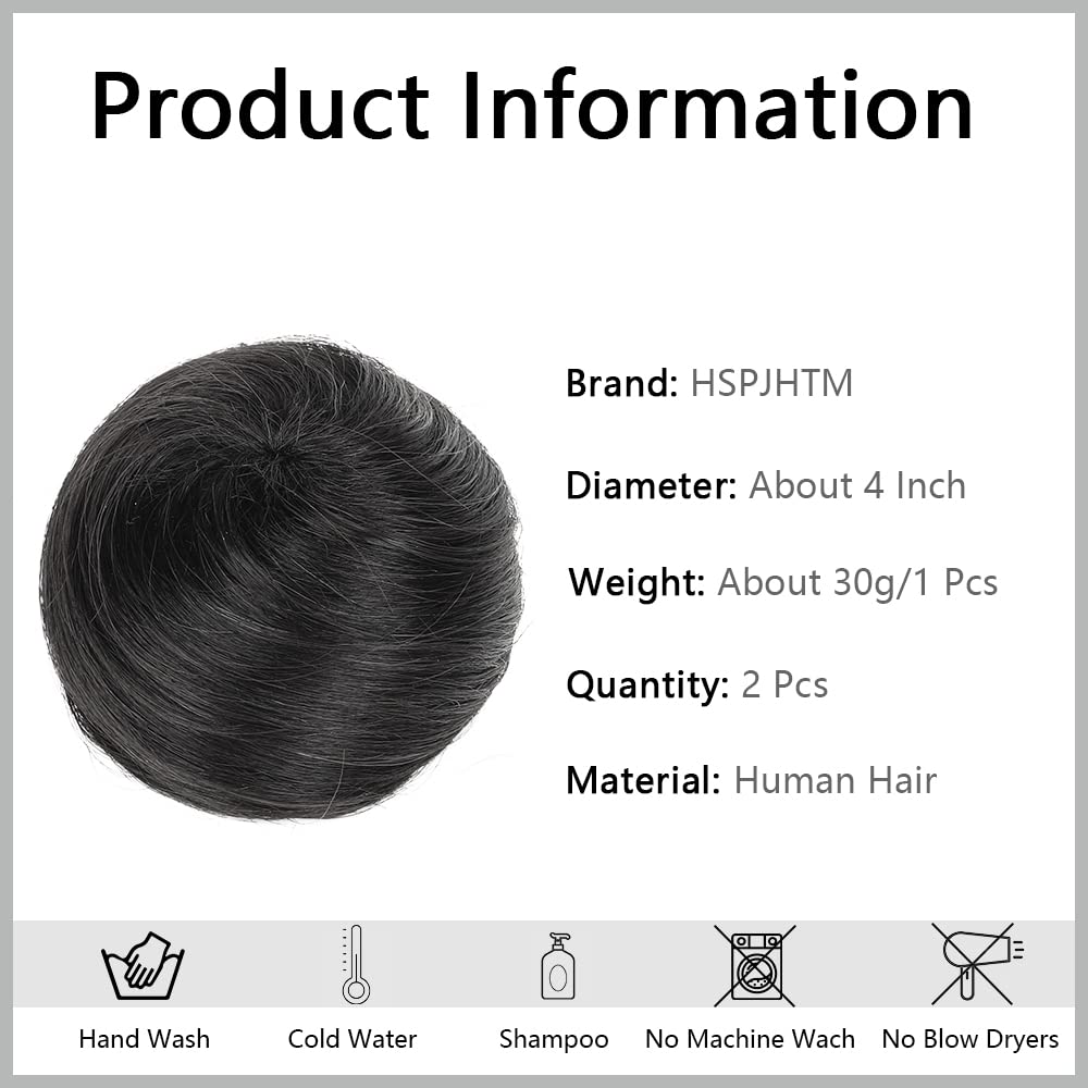 2 piezas de cabello humano desordenado de moño, moño rosa desordenado, moño para mujeres, coleteros de cabello real, extensiones de moño para cola