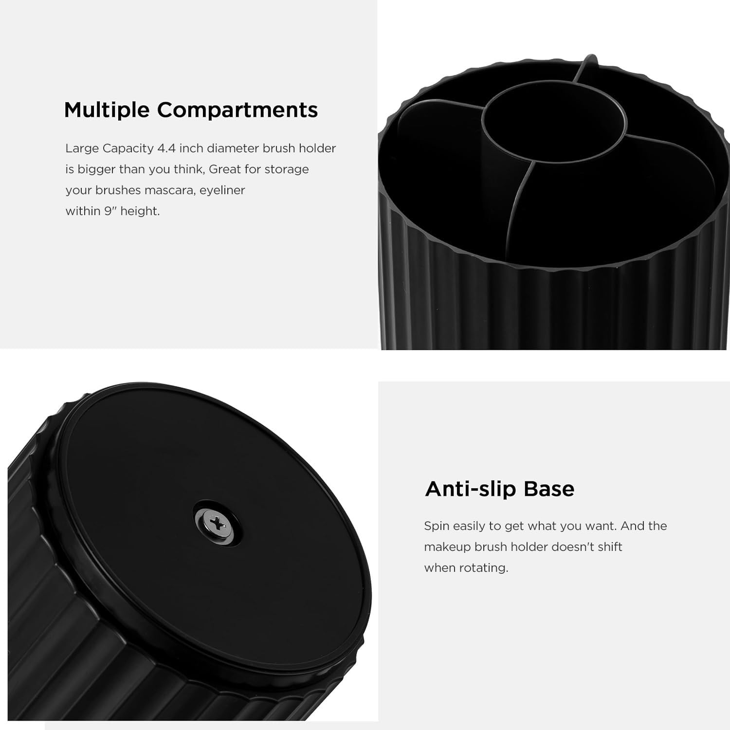 HBlife Soporte giratorio para brochas de maquillaje, organizador de brochas de maquillaje con tapa, organizador de cosméticos, a prueba de polvo,