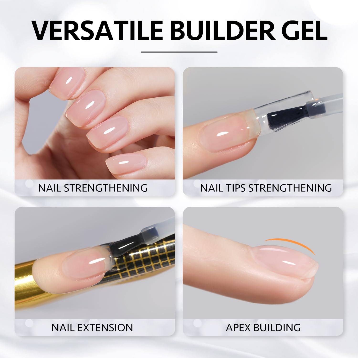 GAOY Gel constructor para uñas, fortalecedor de uñas de 0.6 fl oz en una botella, gel duro para extensión de uñas, gel UV de larga duración, 1726