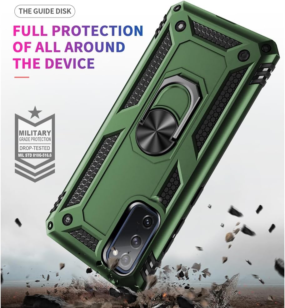 Funda para Samsung Galaxy S20 FE, Samsung S20 FE con protector de pantalla HD, grado militar de 16 pies probada en caídas anillo a prueba de golpes