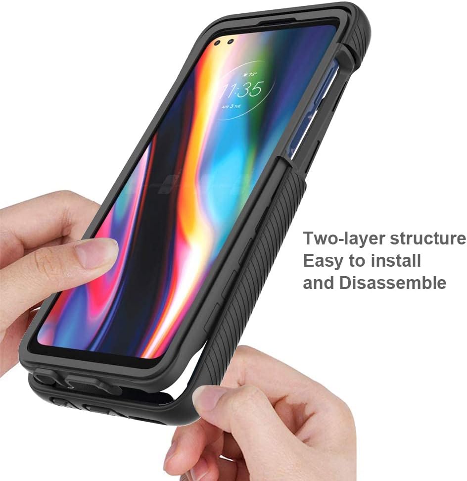 Asuwish Funda para teléfono Moto One 5GOne5G UWMoto G G5 Plus con protector de pantalla de vidrio templado y soporte delgado, funda protectora