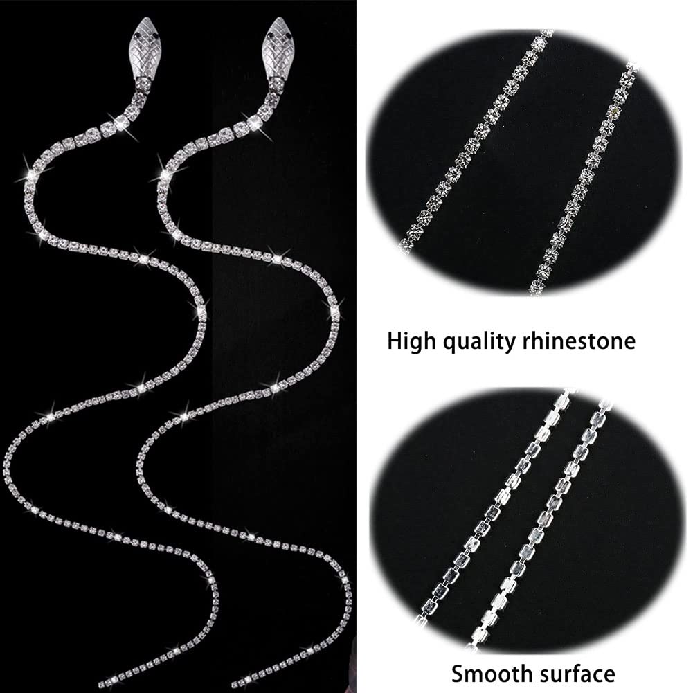 2 cadenas de pelo de serpiente con diamantes de imitación brillantes, diadema de cristal con borla larga, accesorios para el cabello, joyas, pinzas