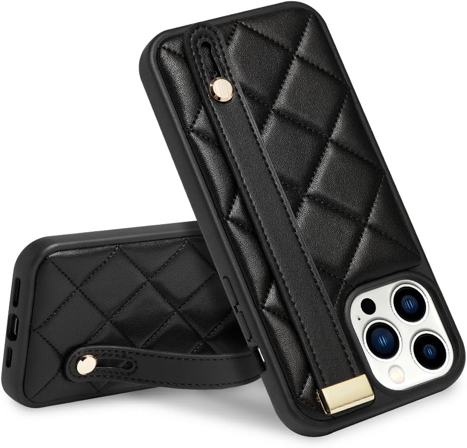 ZVE iPhone 14 Pro Max – Funda acolchada de piel con función atril para mujer, con correa compatible con iPhone 14 Pro Max, 5G de 6.7 pulgadas, color