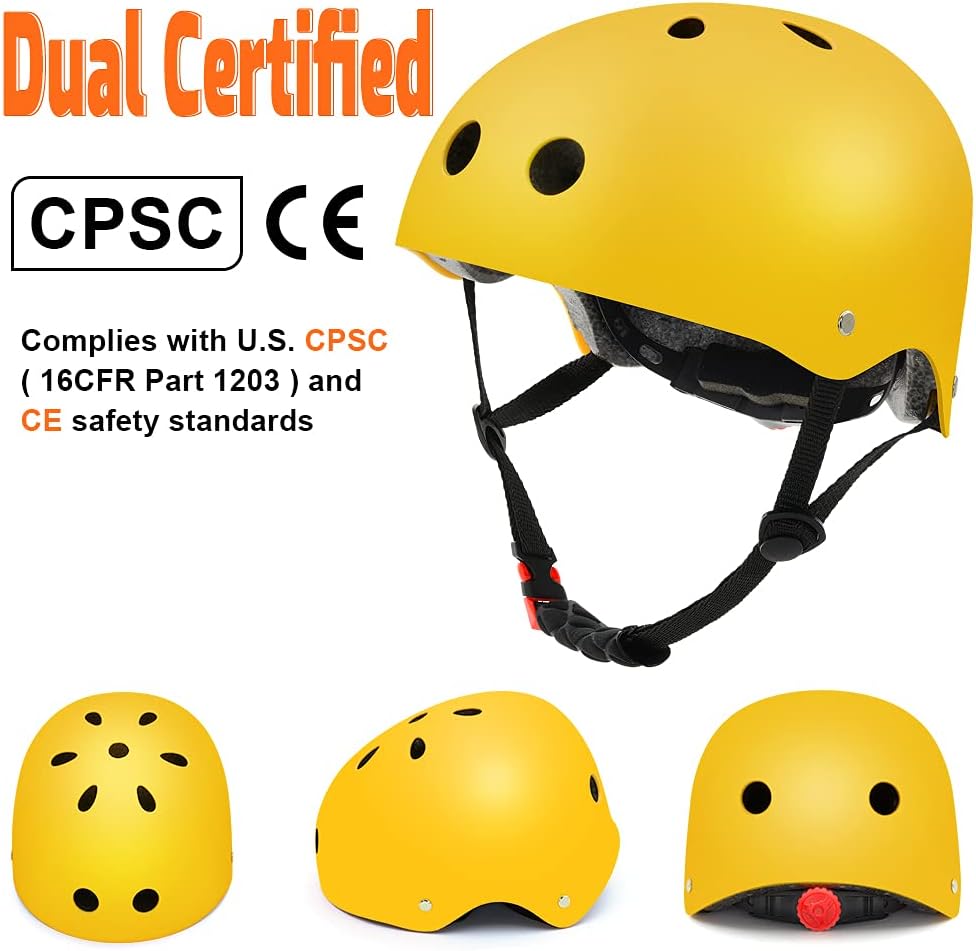 Casco de monopatín, casco de bicicleta para niños, jóvenes y adultos, certificado CPSC, ajustable para monopatín multideportivo, scooter, patinaje,