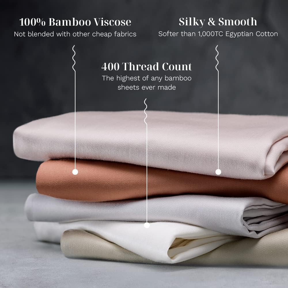 LUXOME Juego de funda de almohada 100% viscosa de bambú (King)  400 hilos  Absorbe la humedad  Cierre de sobre  Rubor