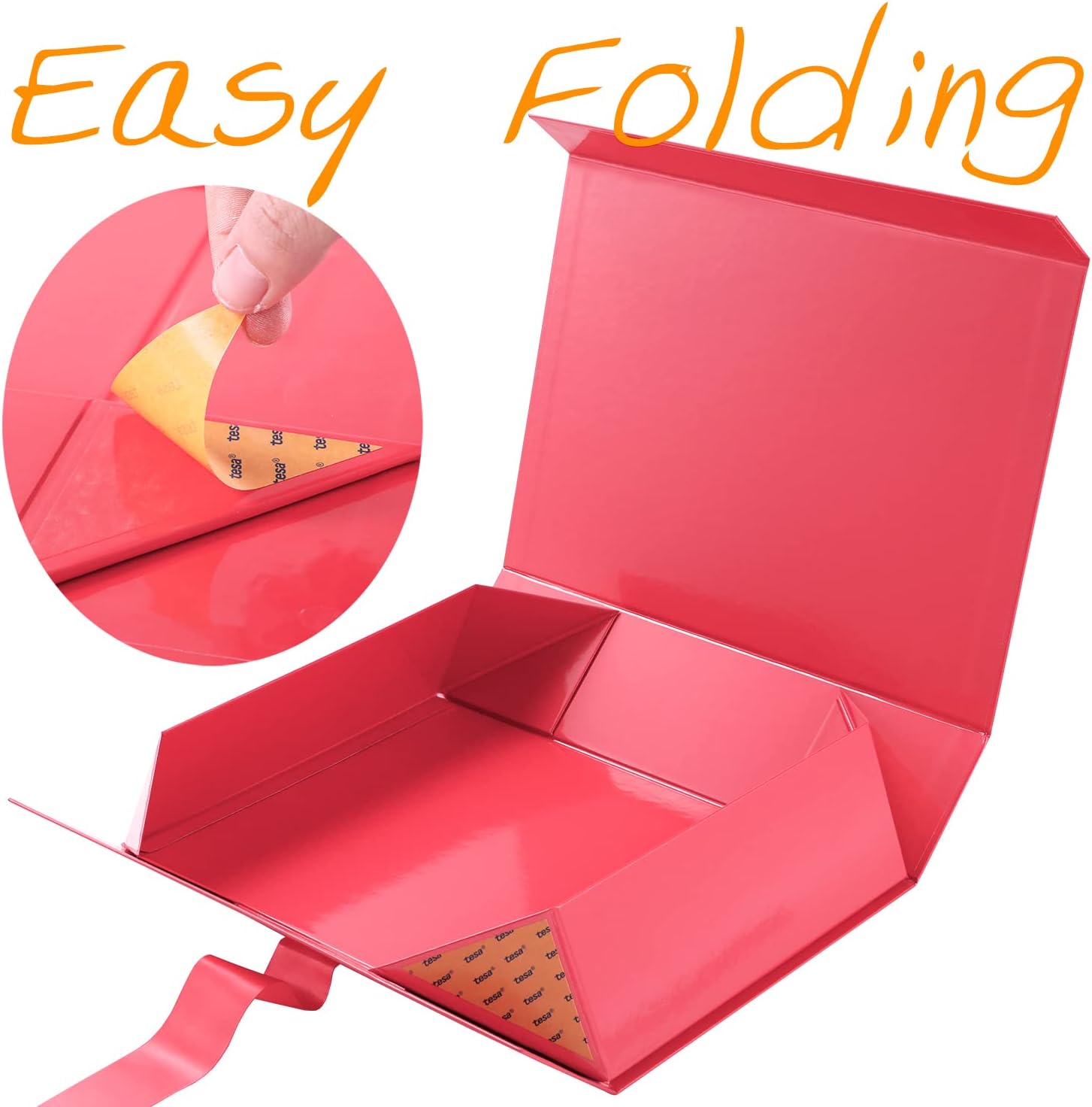 Caja de regalo grande con cinta de 13 x 9.7 x 3.4 pulgadas, caja de regalo roja con tapa, caja de propuesta de dama de honor, caja de regalo de lujo