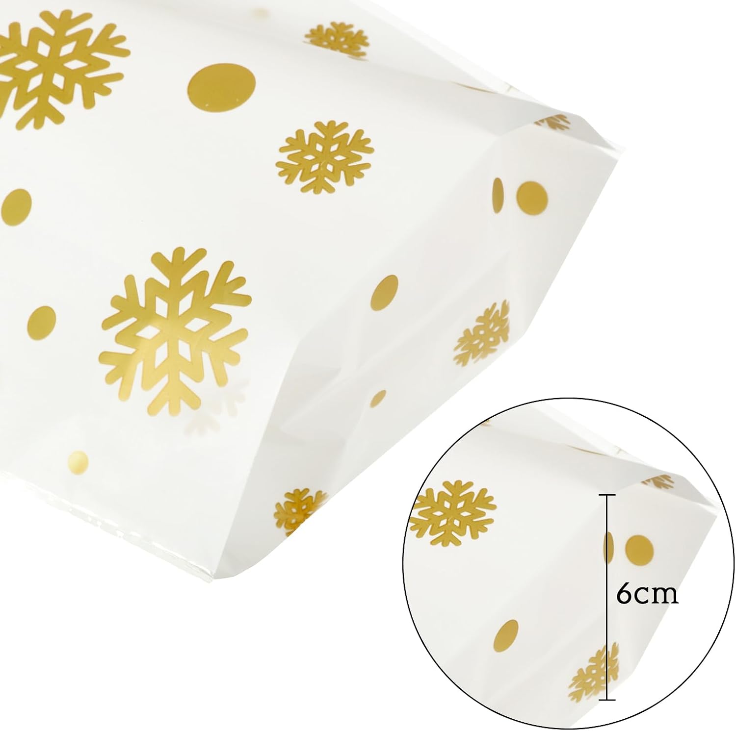 utus – 100 bolsas de regalo de Navidad con copos de nieve, Papá Noel, bolsas de plástico planas de celofán para panadería, palomitas de maíz,