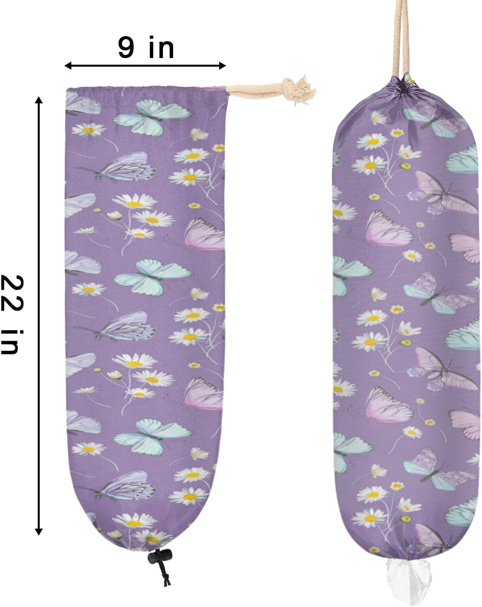 Soporte de bolsa de plástico con patrón de mariposa impermeable, soporte para bolsa de comestibles, organizador de bolsas de plástico para montaje