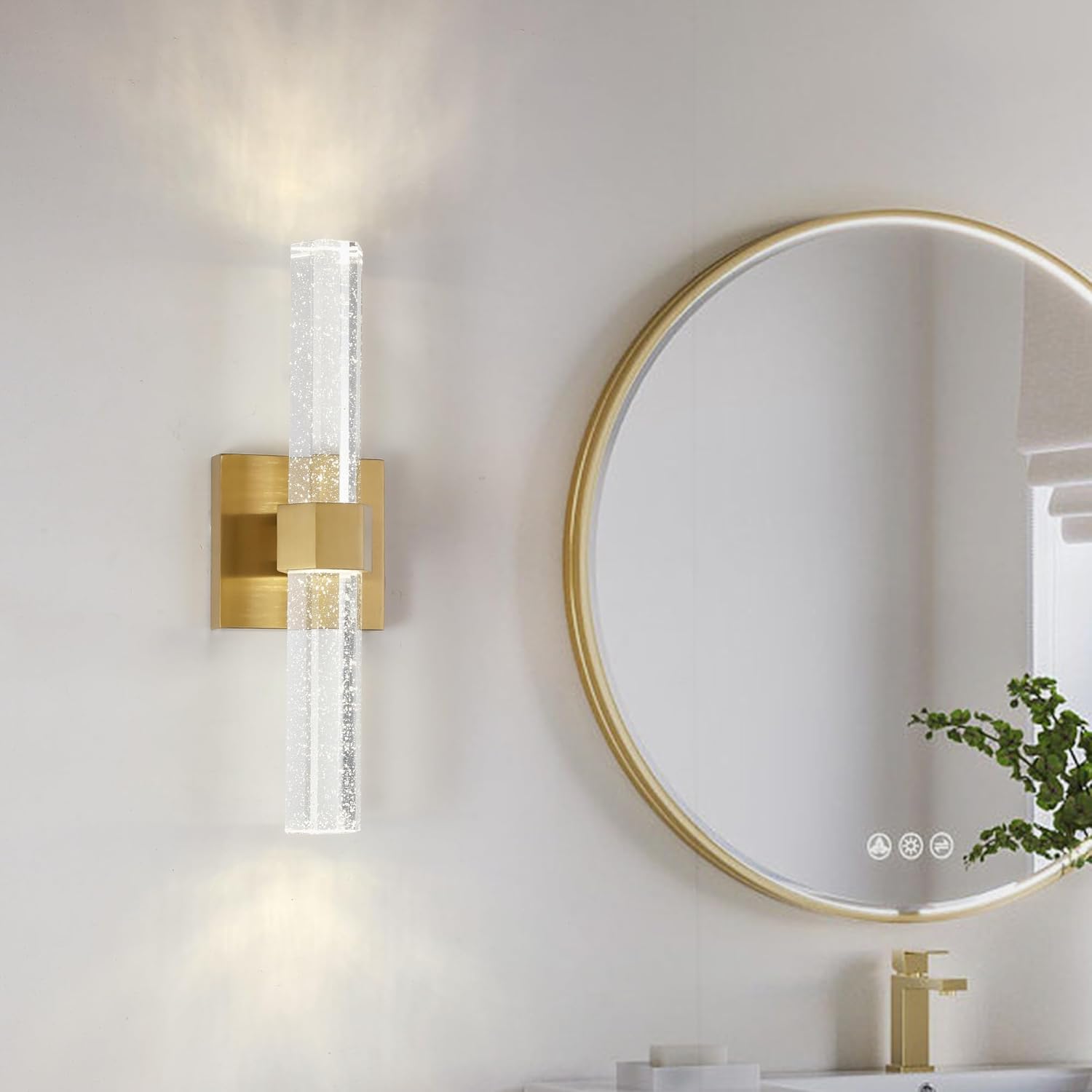 Apliques modernos de pared de cristal, iluminación de pared LED dorada 4000K 10W dormitorio lámpara de pared accesorios para sala de estar, baño,