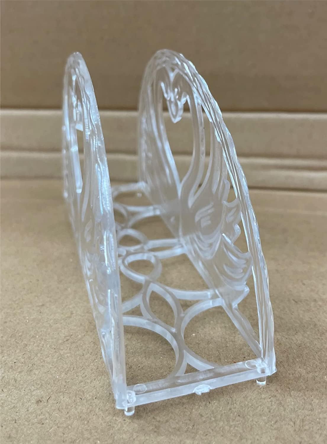 Servilletero de 7 pulgadas, diseño de corazón de cisne doble, 12 piezas, plástico transparente