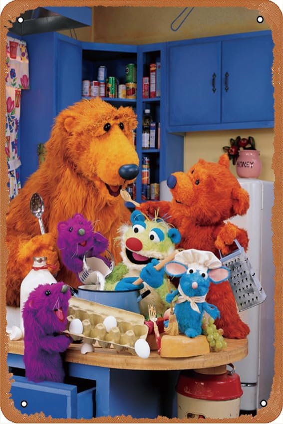 Póster de metal con texto en inglés “Bear in the Big Blue House 1997”, 8 x 12 pulgadas, decoración de pared retro vintage para póster de placa,