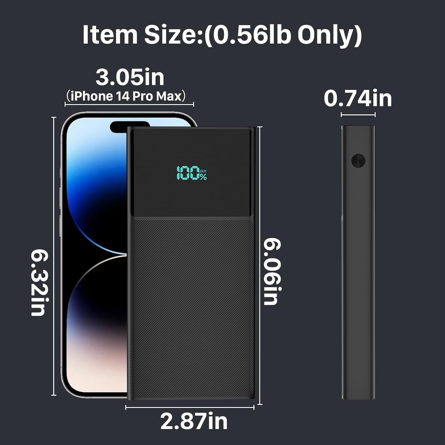 Cargador portátil con 2 cables integrados (USB-C e iOS), cargador de teléfono duradero de carga rápida PD de 13000 mAh con pantalla LED, cargador de