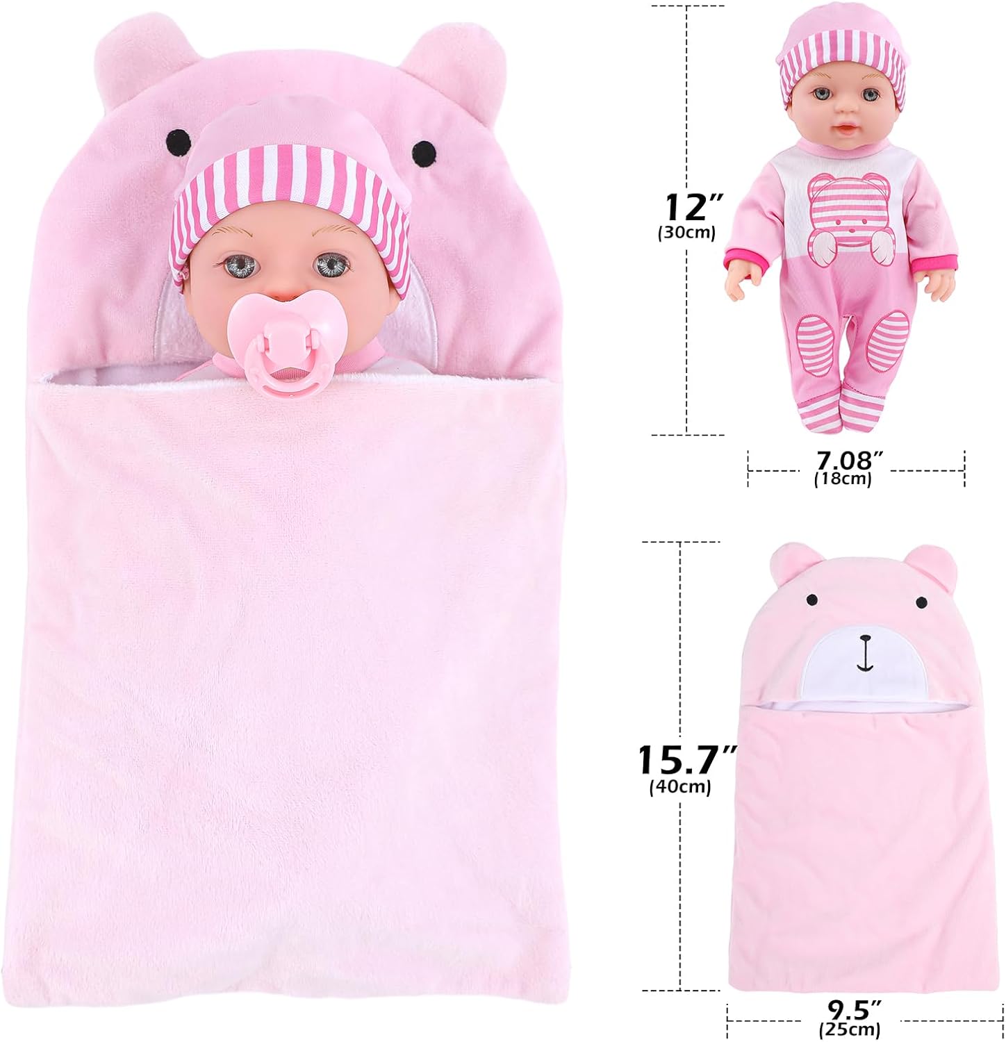 Muñeca de bebé realista de 12 pulgadas con accesorios y ropa, muñecas recién nacidas de silicona suave de 12 pulgadas en caja de regalo con saco de